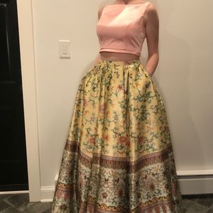 SHERRI HILL 50924 PINK/YELLOW TWO PIECE PROM DRESS